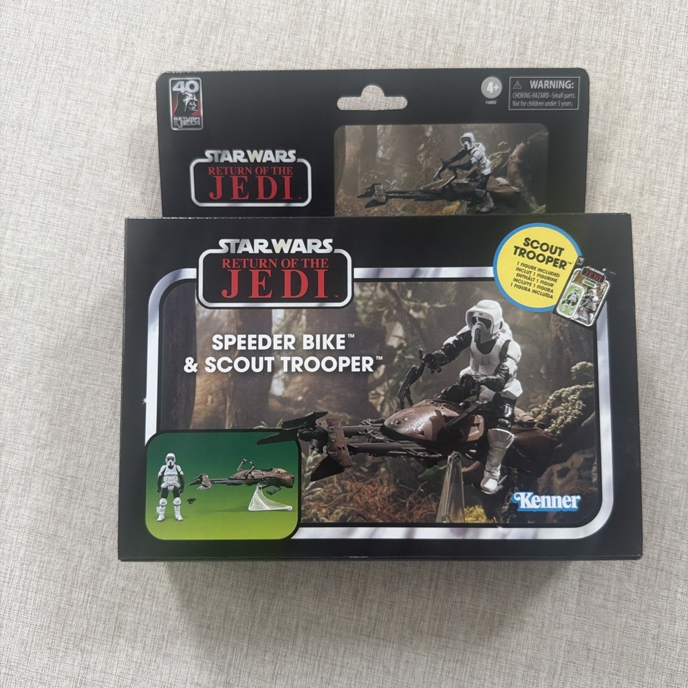 Star Wars The Vintage Collection ROTJ Speeder Bike Vehicle & Scout Trooper JEDI